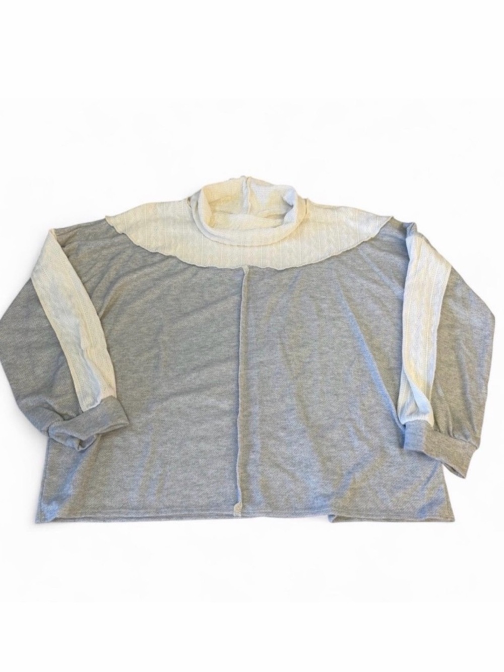 Sugarfox Boho Lightweight Turtleneck Women’s 2X Lace Cottage Beachy Spring Gray